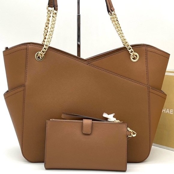 Michael Kors LG X Chain Shoulder Tote Bag & Double Zip Wallet Wristlet Luggage - Picture 4 of 10